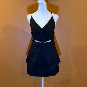 NWT FARM RIO BLACK COTTON MINI CUT OUT DRESS SIZE S